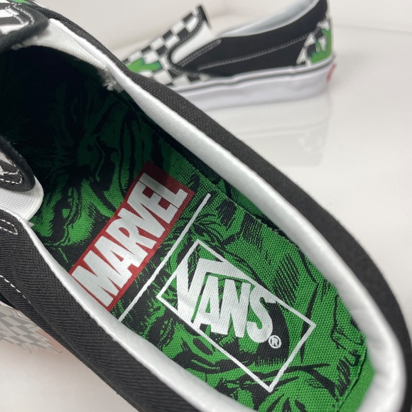 Vans Marvel Incredible Hulk Skate Shoes Slip on Low Checkered Mens 9.5 Womens 11 - Picture 5 of 7